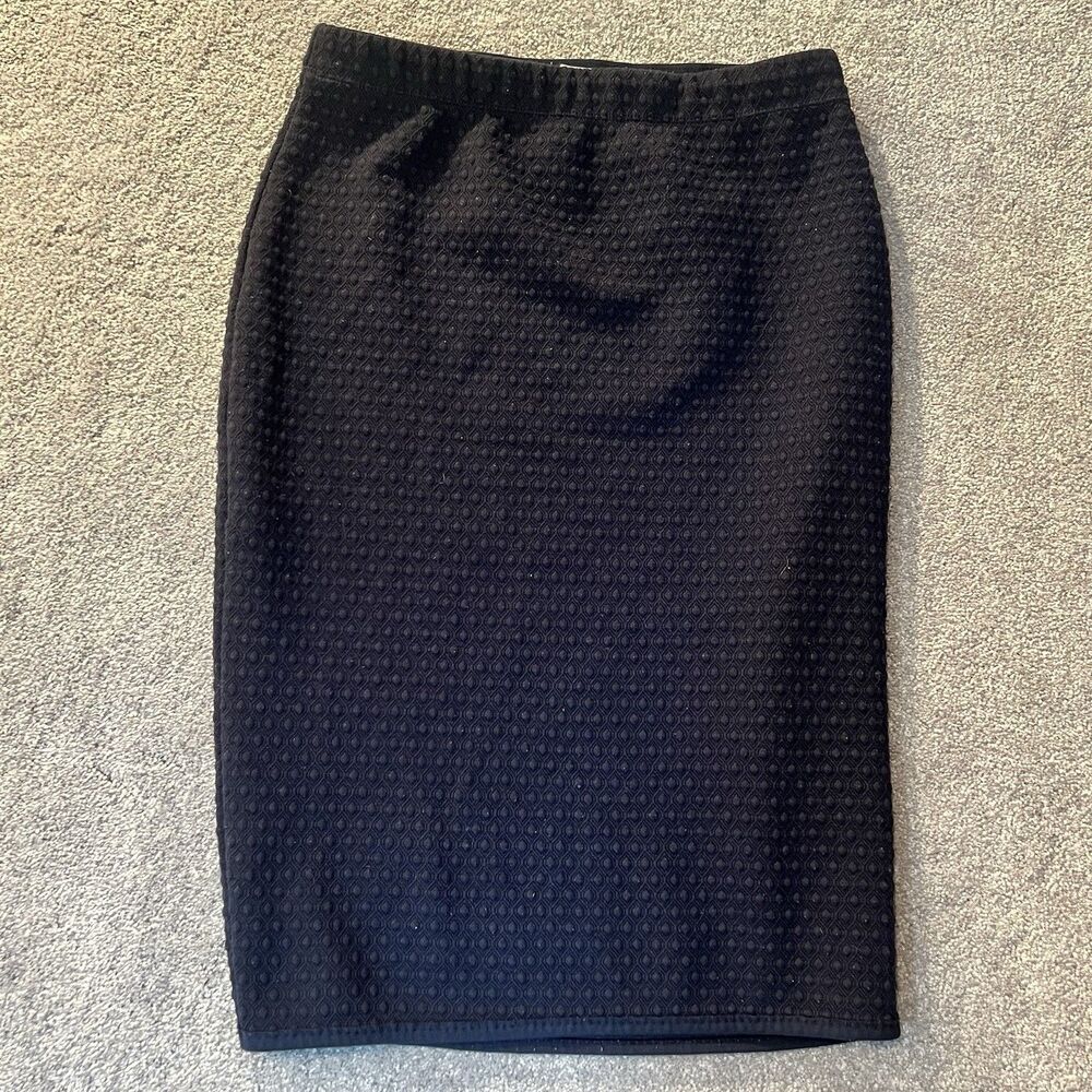 Max Studio Skirt Womens Medium Black Textured Jacquard Diamond Pencil Stretch M